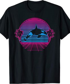 Killer Whale Orca Sea Ocean Retro Vintage Sunset Grid Gift T-Shirt