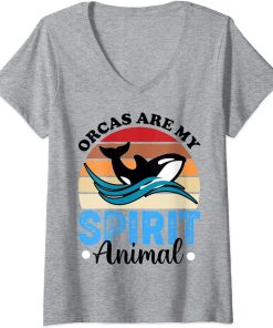 Womens Funny Orca Lover Graphic for Women Men Kids Whale V-Neck T-Shirt